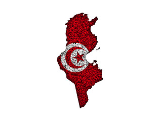 Image showing Map and flag of Tunisia on poppy seeds