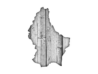 Image showing Map of Luxembourg on weathered wood