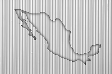 Image showing Map of Mexico on corrugated iron