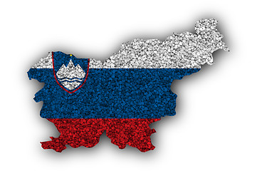 Image showing Map and flag of Slovenia on poppy seeds