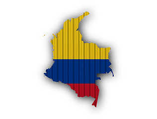 Image showing Map and flag of Colombia on corrugated iron