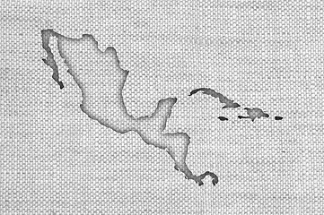 Image showing Map of Middle America on old linen