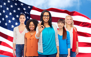 Image showing international american happy women showing ok