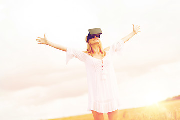 Image showing woman in virtual reality headset on cereal field
