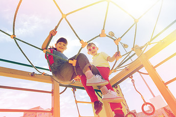 Image showing group of happy kids on children playground