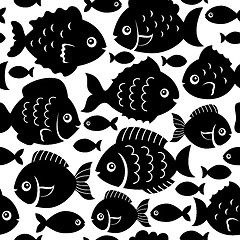 Image showing Seamless fish silhouettes theme 1