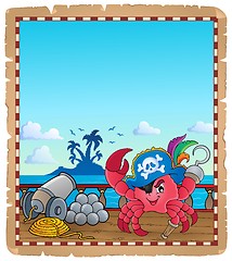 Image showing Parchment with pirate crab on ship