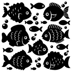 Image showing Fish silhouettes theme set 1