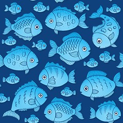 Image showing Seamless background with fish drawings 2