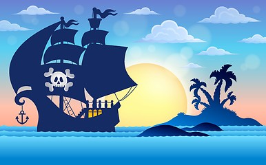 Image showing Pirate vessel silhouette theme 5