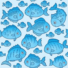 Image showing Seamless background with fish drawings 1