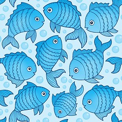 Image showing Seamless background with fish drawings 3