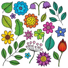 Image showing Drawings of flowers and leaves theme 2