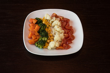 Image showing Boiled vegetables on plate