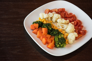 Image showing Boiled vegetables on plate