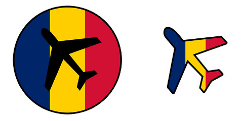 Image showing Nation flag - Airplane isolated - Romania