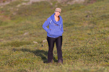 Image showing Shot of a young woman hiking in Iceland