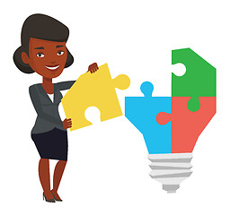 Image showing Woman having business idea vector illustration.