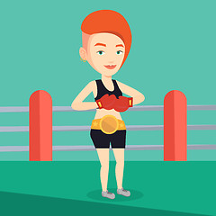 Image showing Confident boxer in the ring vector illustration.