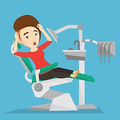 Image showing Scared patient in dental chair vector illustration