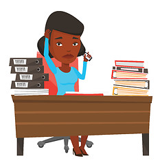 Image showing Stressed business woman working in office.