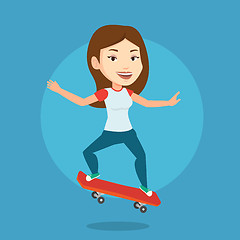 Image showing Woman riding skateboard vector illustration.