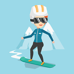 Image showing Young woman snowboarding vector illustration.