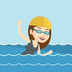 Image showing Woman swimming vector illustration.