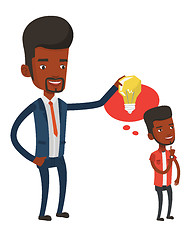 Image showing Businessman giving idea light bulb to his partner.