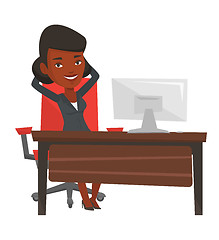 Image showing Business woman relaxing in office.