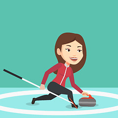 Image showing Curling player playing on the rink.