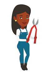 Image showing Farmer with pruner vector illustration.