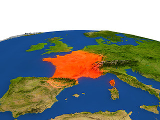 Image showing France in red from orbit