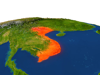 Image showing Vietnam in red from orbit