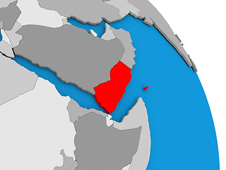 Image showing Yemen on globe