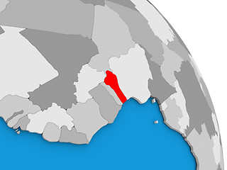 Image showing Benin on globe