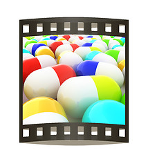 Image showing Tablets background. 3D illustration. The film strip