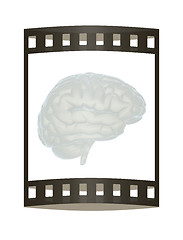 Image showing 3D illustration of human brain. The film strip