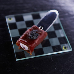 Image showing The jamon canape. Shallow dof