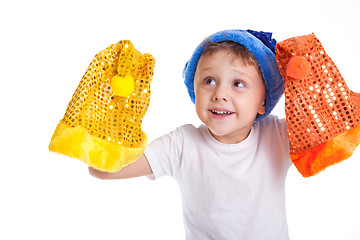 Image showing Happy little smiling boy with christmas hat.