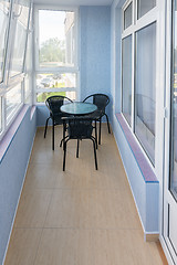 Image showing Comfortable balcony in the apartment of a multistory apartment house