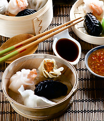 Image showing Dim Sum in Bamboo Bowls