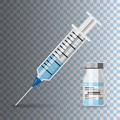 Image showing plastic medical syringe and vial icon