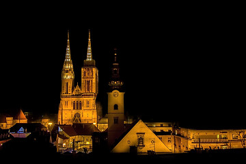 Image showing Zagreb cathedral at night view