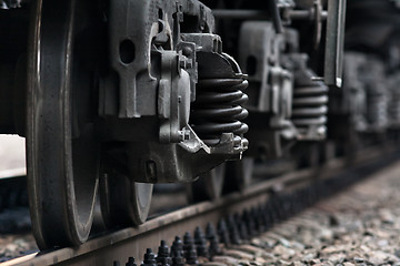 Image showing train wheels on rails