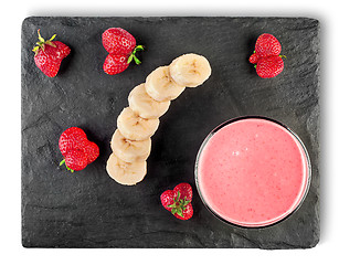 Image showing Banana strawberry smoothies