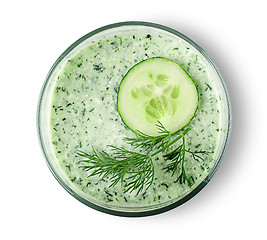 Image showing Cucumber smoothie top view