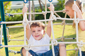 Image showing happy children playing on the playground