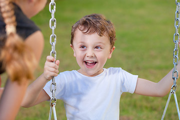 Image showing happy children playing on the playground