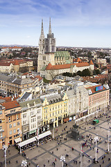 Image showing Aerial view at Ban Jelacic Square in Zagreb capital town of Croa